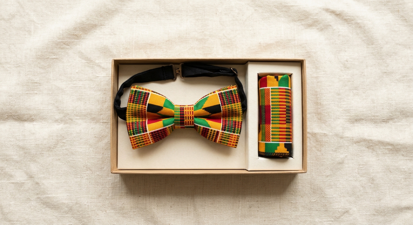 Kente Print Bow Tie + Pocket Square Set