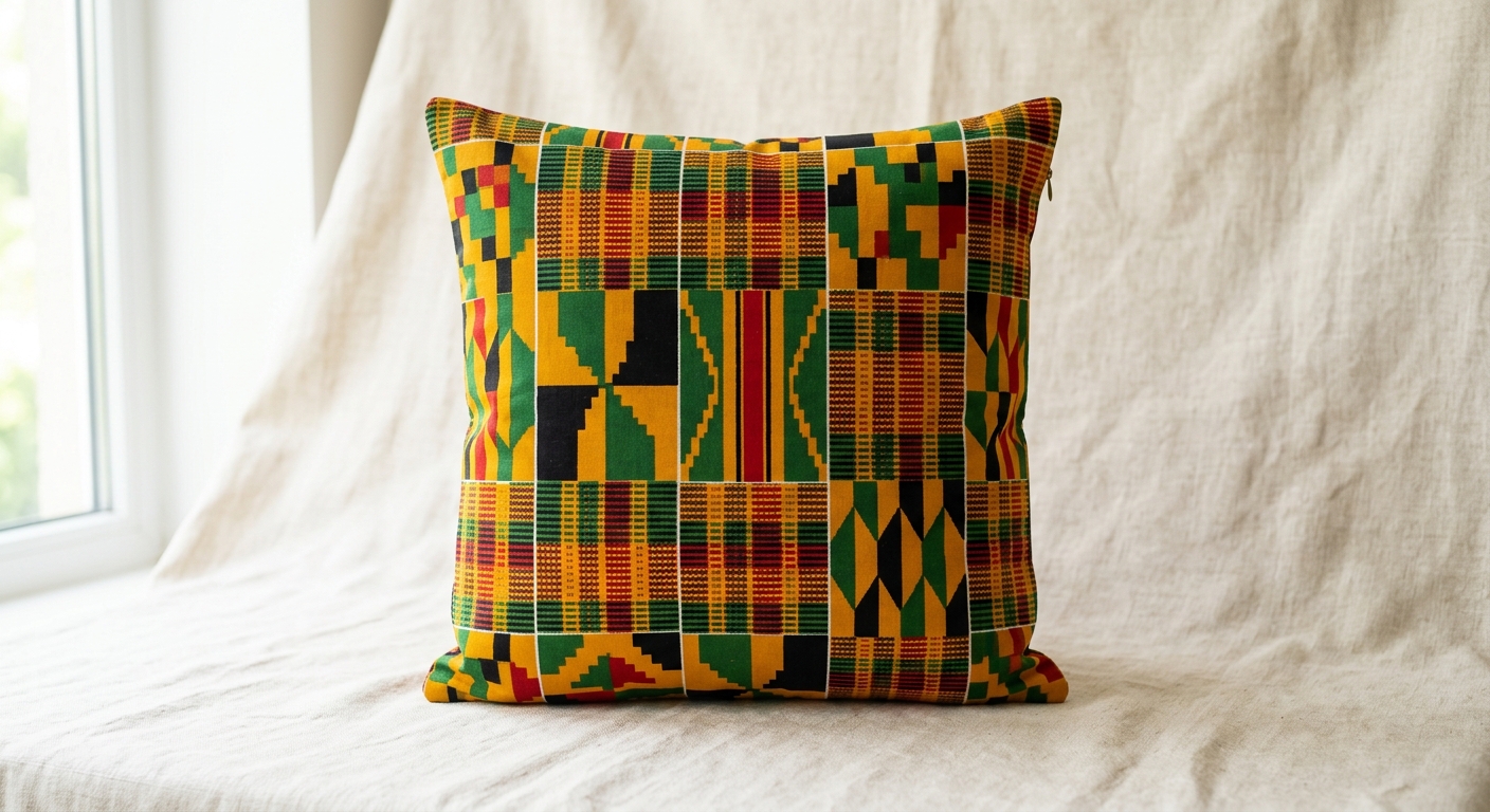 Kente Print Cushion Cover (45cm × 45cm)