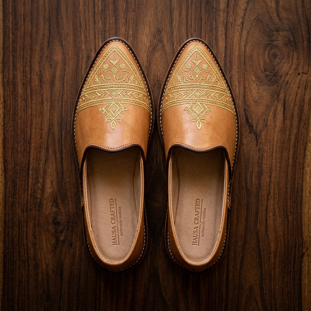 Embroidered Leather Slippers — Men's Hausa Babouche